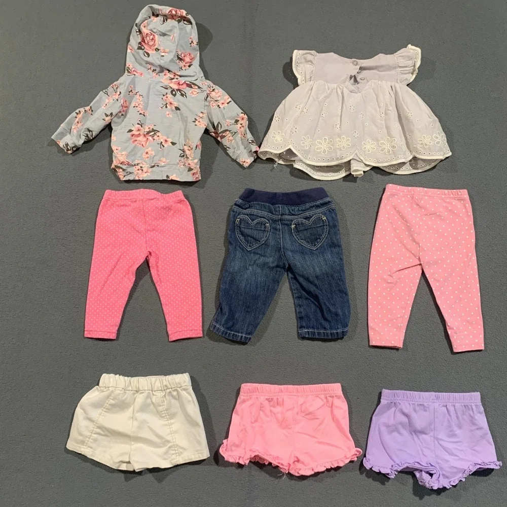 Baby Girl 3-6M Bundle 8pc Baileys Blossoms Old Navy Carters Floral‎ Denim Pink